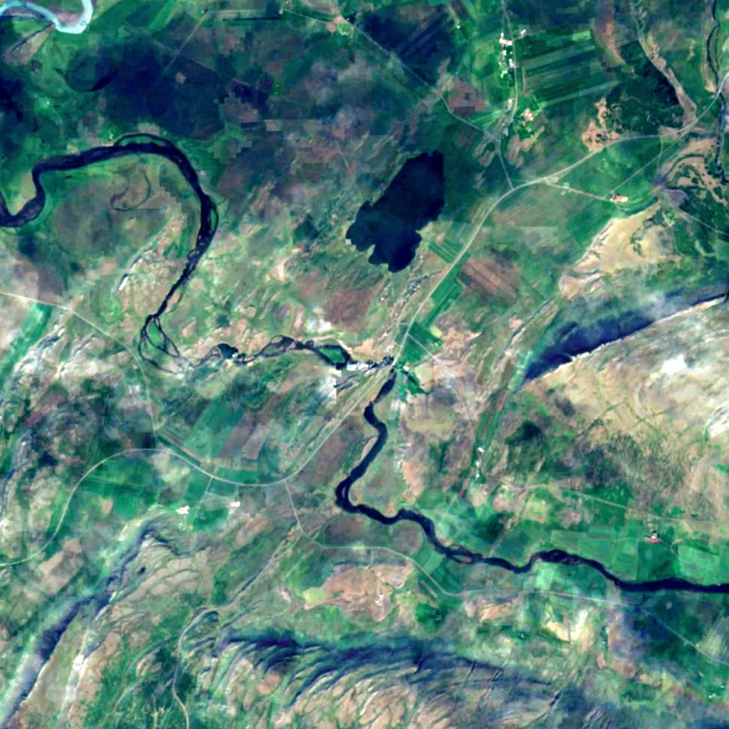 Tröllafossar seen from above (Sentinel-2)