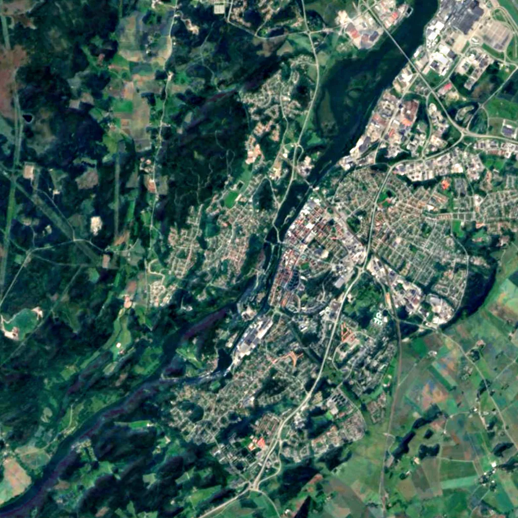 Trollhättan Falls seen from above (Sentinel-2)