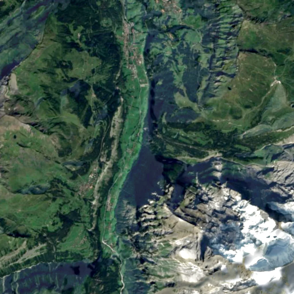 Trümmelbach Falls seen from above (Sentinel-2)
