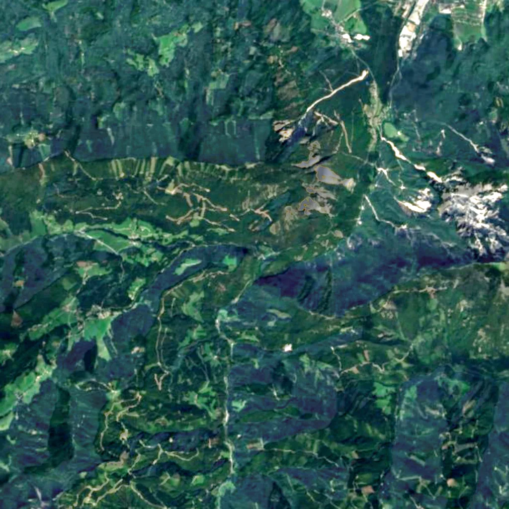 Tschaukofall seen from above (Sentinel-2)