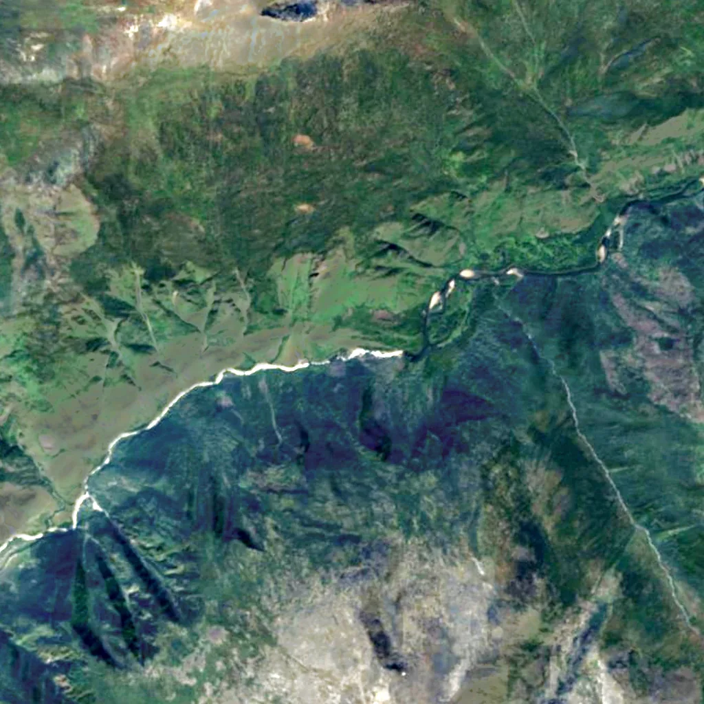 Uchar waterfall seen from above (Sentinel-2)