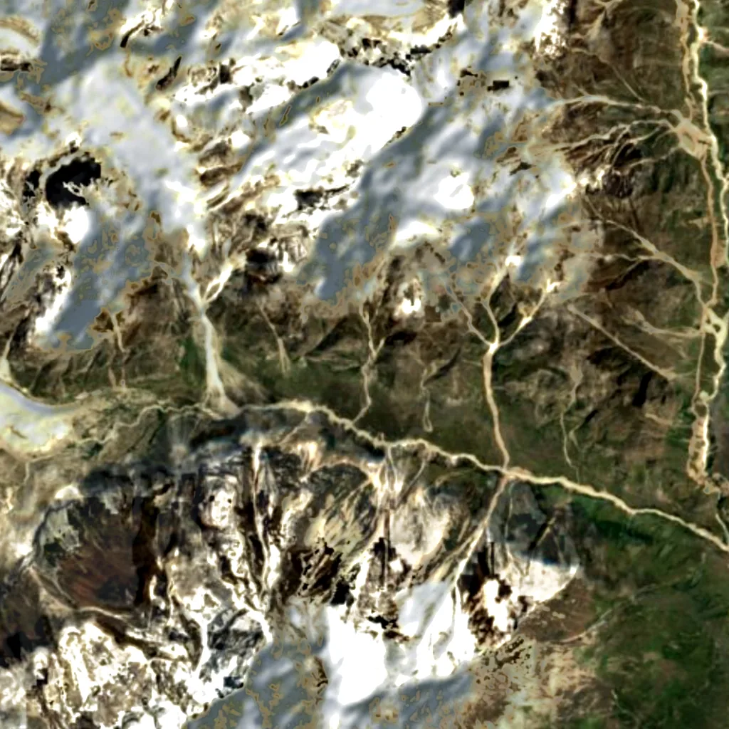 Vasudhara Falls seen from above (Sentinel-2)