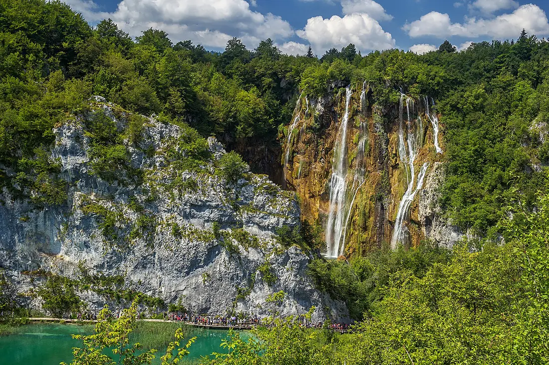 Beautiful waterfall in Plitvice Lakes National Park