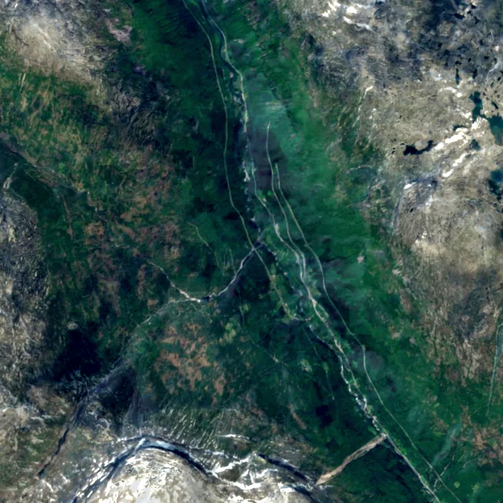 Vermafossen seen from above (Sentinel-2)