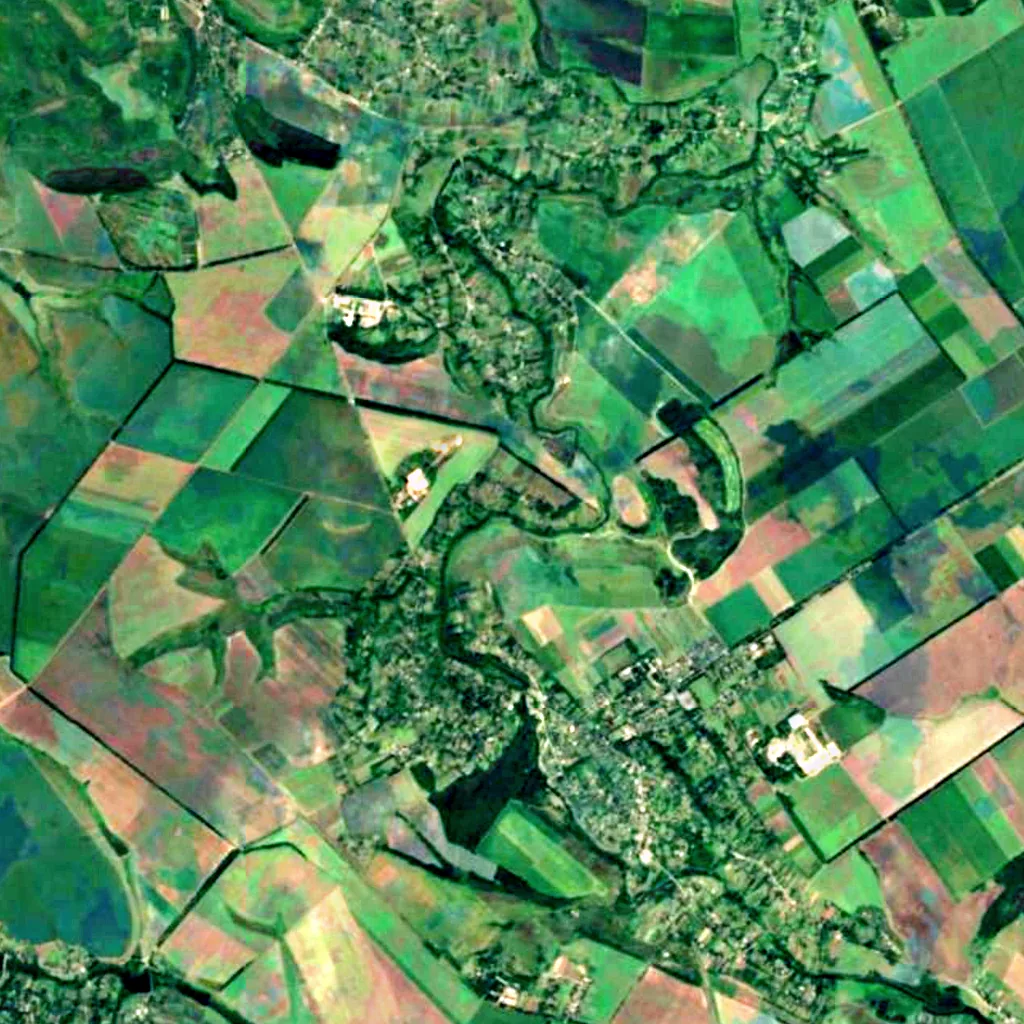 Vyr Waterfall seen from above (Sentinel-2)