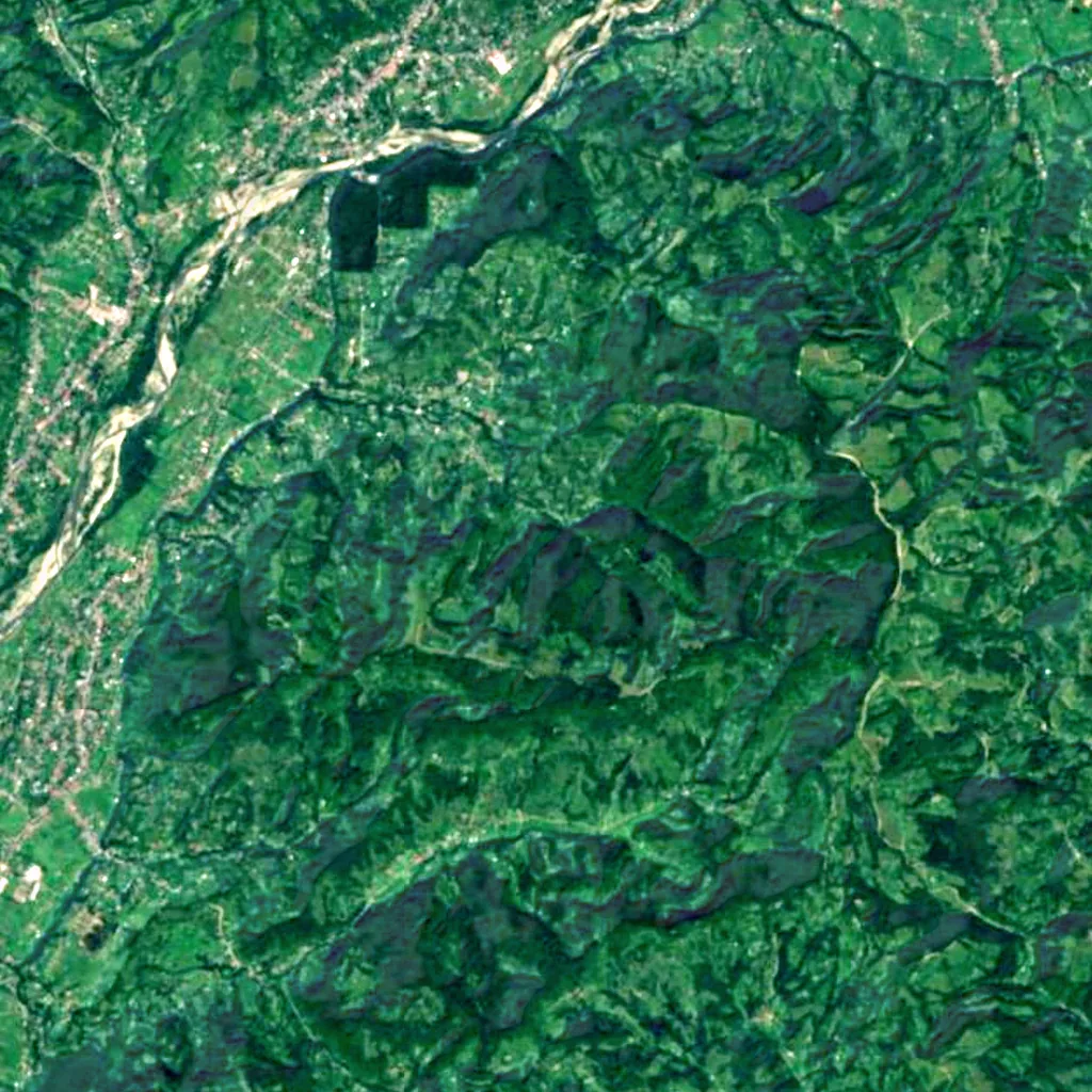 Vyshovatski Waterfalls seen from above (Sentinel-2)