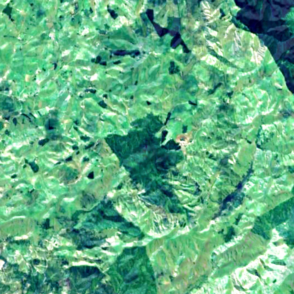 Wairēinga / Bridal Veil Falls seen from above (Sentinel-2)