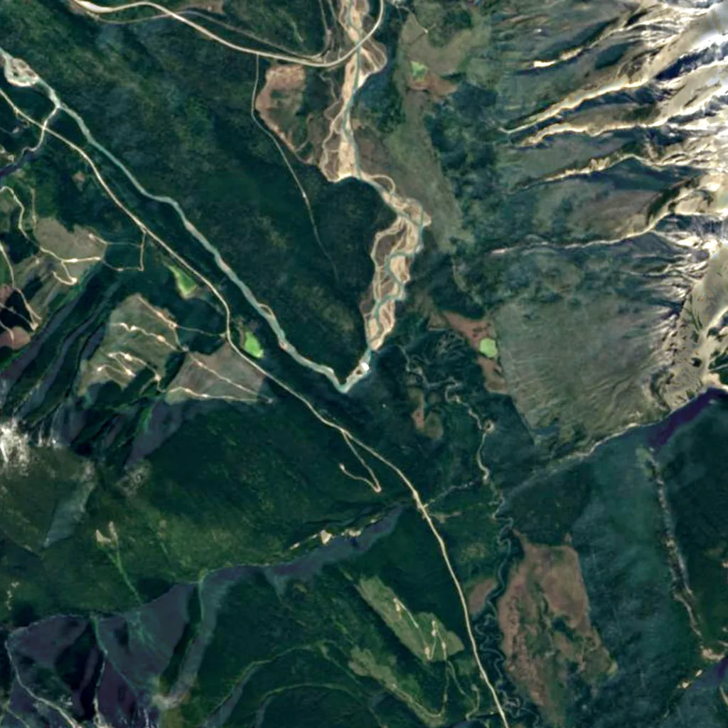 Wapta Falls seen from above (Sentinel-2)