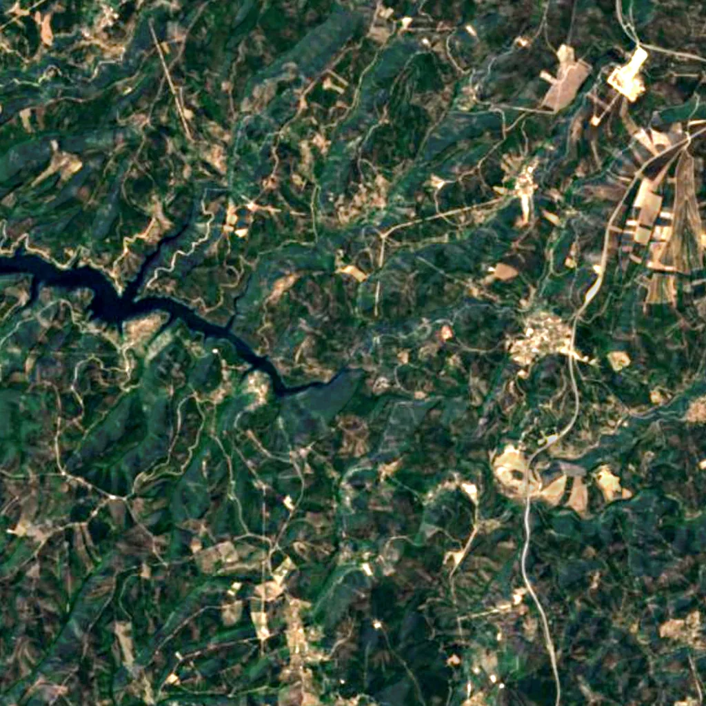 Waterfall Penedo Furado seen from above (Sentinel-2)
