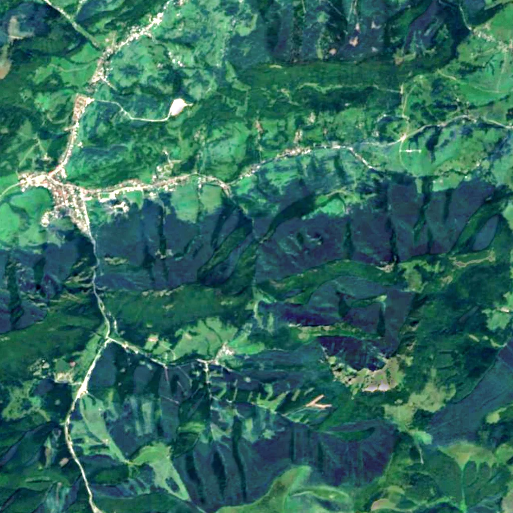 Waterfalls of Dierovy potok seen from above (Sentinel-2)