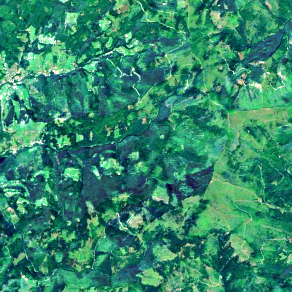 Wisła Czarne - Kaskady Rodła seen from above (Sentinel-2)