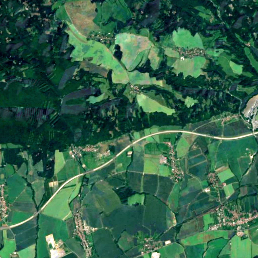 Žabnický vodopád seen from above (Sentinel-2)
