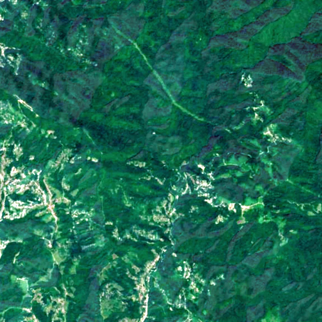 Zmeykovskiye Waterfalls seen from above (Sentinel-2)